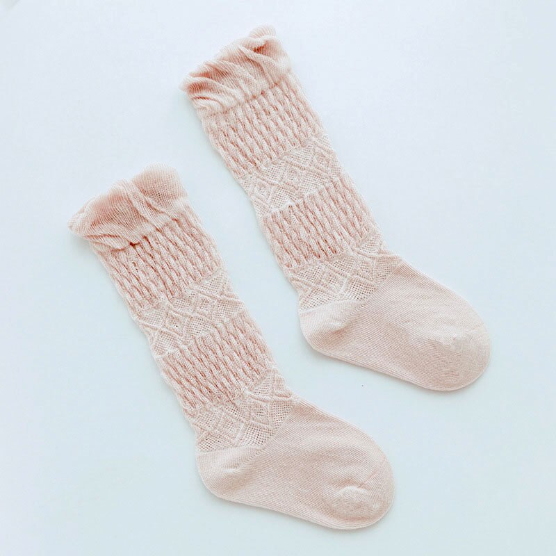 Summer Newborn Baby Socks Breathable Mesh Baby Girl Boy Knee Long Socks Soft Infant Baby Knee High Socks Stocking Sokken: pink