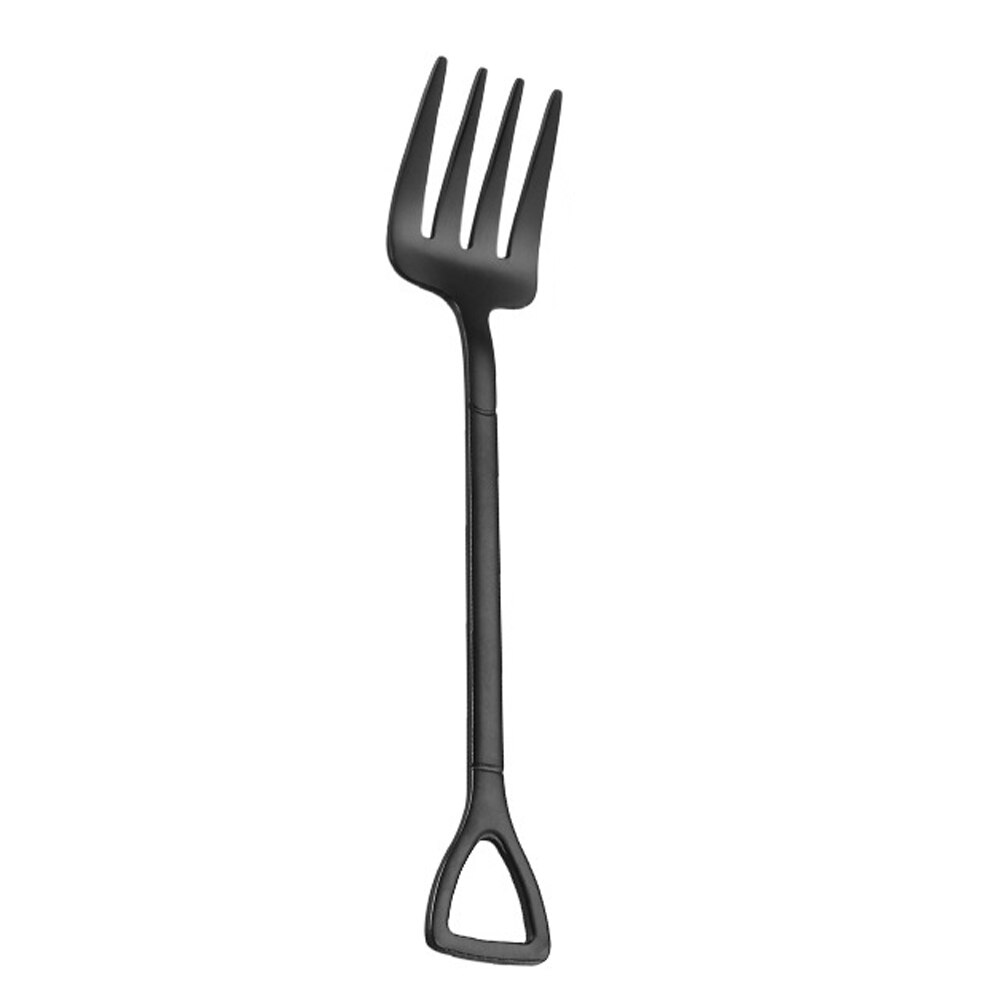 Colorful Metal Spoons Forks Stainless Steel Small Shovel Ice Cream Spoon Fork Tableware Coffee Stirring Spoon Kitchen Accessory: black fork