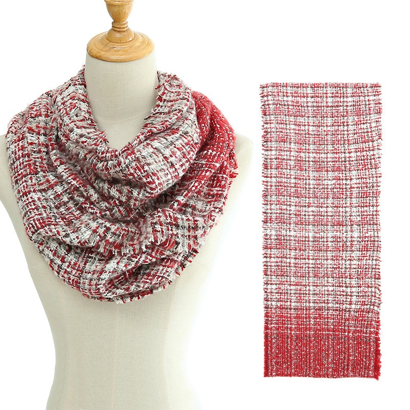 hiver écharpe femmes tricot cachemire Snood anneau cou foulards boucle femelle Bandana épais col écharpes: WB4-1 Red