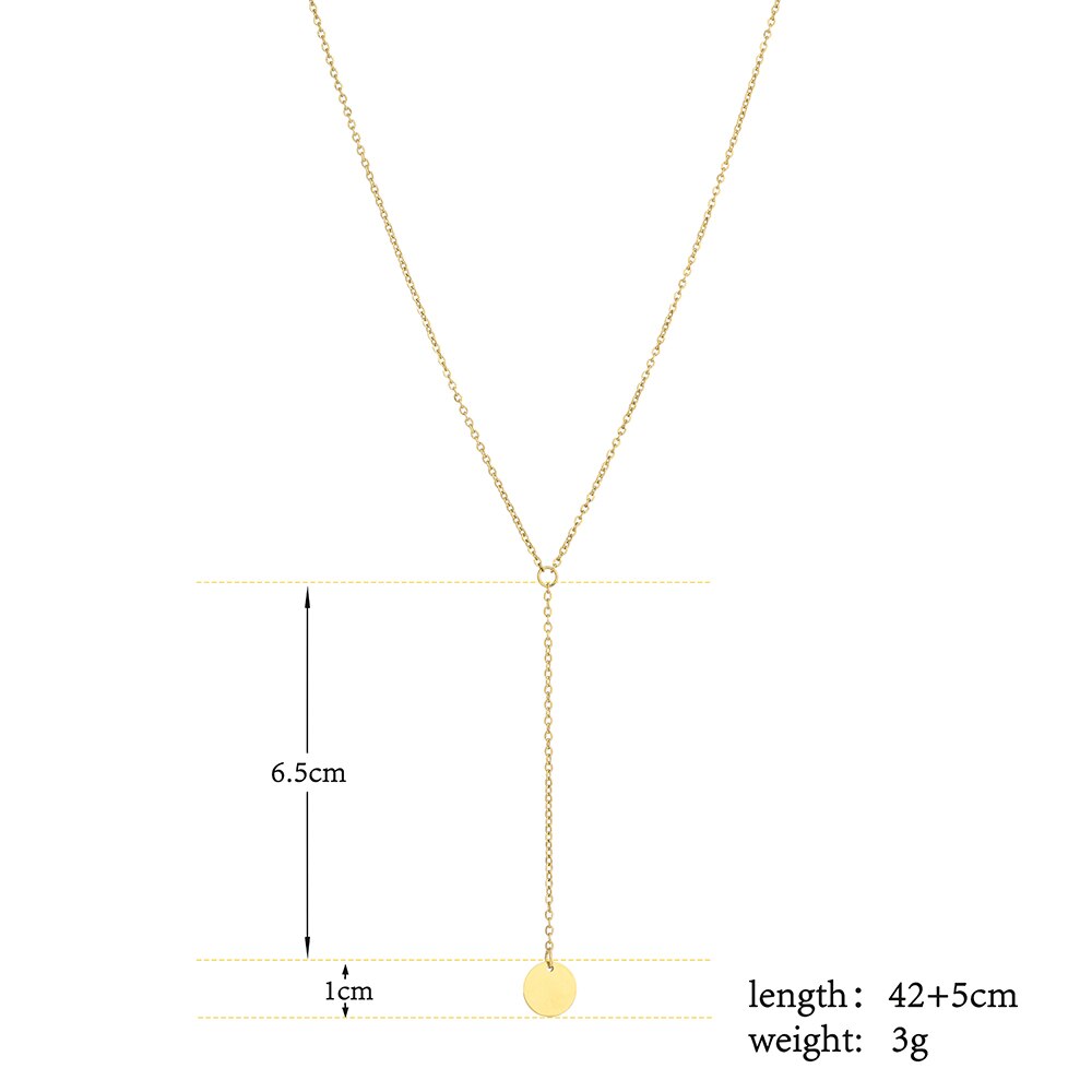 Schlichte edelstahlkette mit 1cm kreisförmigen anhängern, zarte y-halskette als #39: Gold