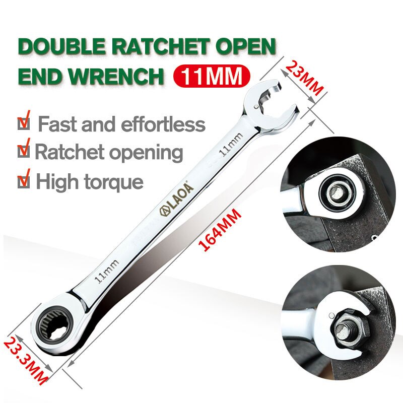 LAOA Multifunctional Fast Ratchet Wrench Double-headed Dual-purpose Open-ended Ratchet Wrench Hand Tools: Yellow