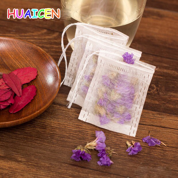 100 teile/los Tee Taschen Natürlichen Mais Faser PLA Biologisch Abgebaut Tee Filter Kaffee boden beutel mit saiten leere teebeutel leere taschen