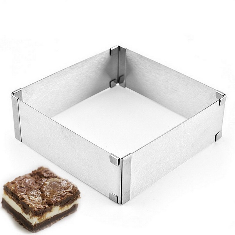 1Pc Verstelbare Mousse Ring 3D Ronde Cakevormen Rvs Bakken Mallen Keuken Dessert Cake Decorating Gereedschap #3: square