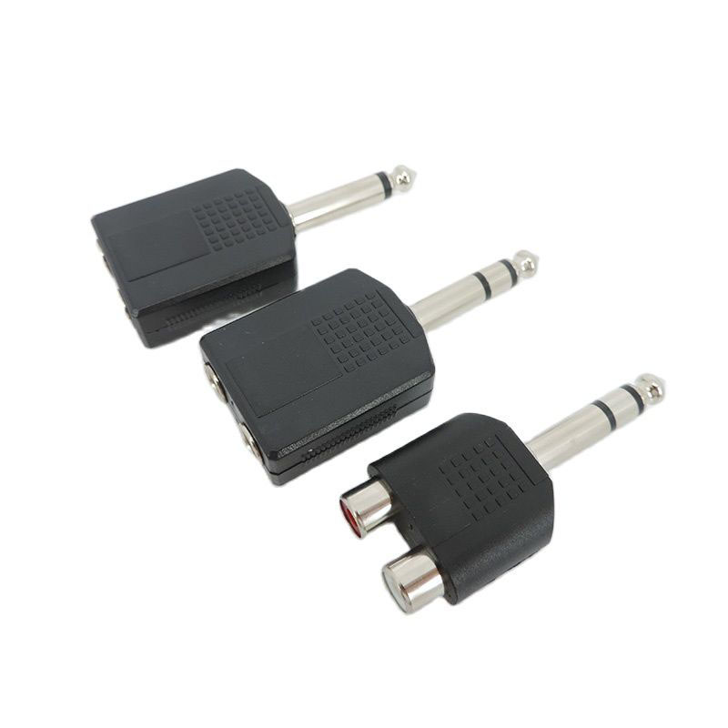 6,35mm 6,5mm 1/4 "Jack macho a 6,35 6,5 hembra RCA convertidor Y divisor conector de Audio adaptador de micrófono estéreo Mono auriculares