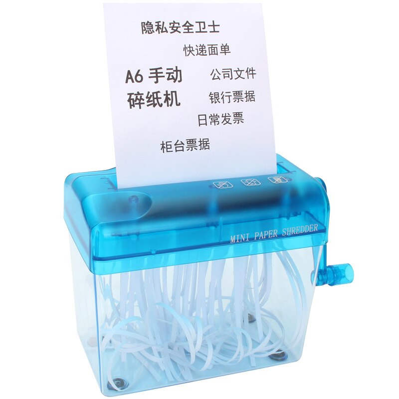 Mini Blue Shredder A6Manual Crusher Destroyers Paper Documents Cutting Machine for Home Office Desktop JHP-Best