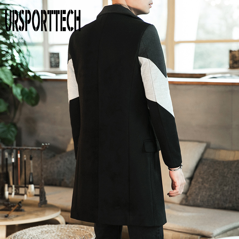 Höst vinter trenchcoat manlig knapp långärmad fitnesskläder varma streetwear herr lång kappa plus storlek 3xl