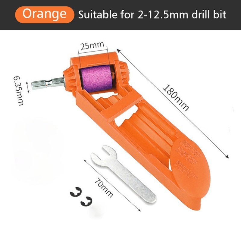 Drill Bit Sharpener 2-12.5mm Portable Corundum Grinding Wheel Drill Sharpener Grinder Drill Bit Powered Tool Parts: Orange