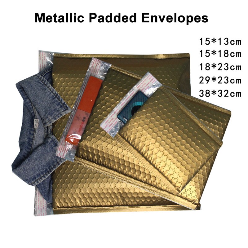10PCS Metallic Bubble Mailer Envelopes Padded Mailing Bag Self Sealing Foam Foil Courier Bag Waterproof Bubble Bags