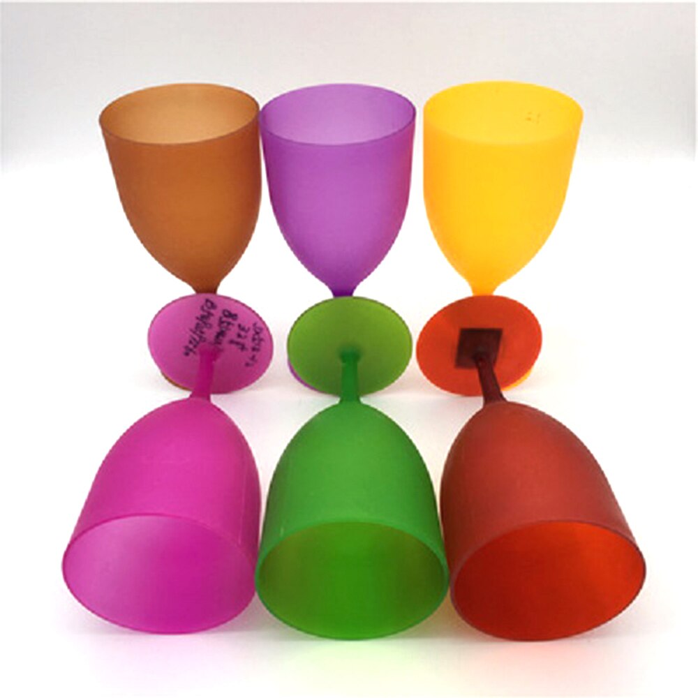 6PCS 300ML Plastic Wine Glass Goblet Cocktail Champagne Cup Colorful Frosted Glass For Party Picnic Bar Beer Whiskey Drink Cup: Default Title