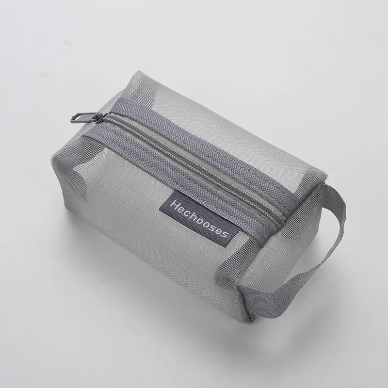 Mini Clear Nylon Mesh Cosmetic Bags Cute Women Small Lipstick Makeup Bags Pouch Data Line Key Earphone Organizer Case: Blue