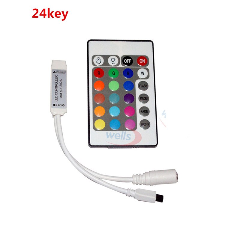 DC 12V 24V RGB led controller Mini 3key 10key 17key 24key 44key 5050 RGB SMD LED Strip light controller tape lamp led dimmer: Gold