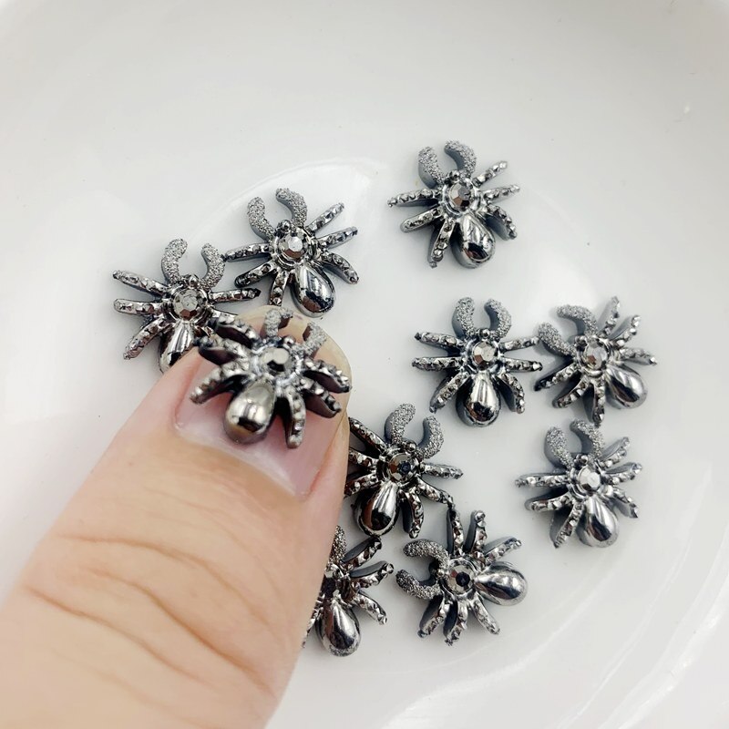 30Pcs Resin Spider Diy Decoratie Ab/Wit Rhinestone Spider Armour Sieraden Voor Oorbel Decoratie