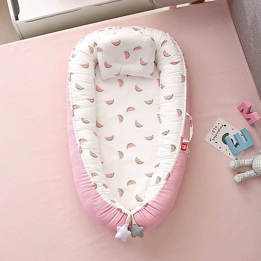 Cuna plegable desmontable para bebé, cuna biónica multifunción para viajes al aire libre, portátil: Pink watermelon