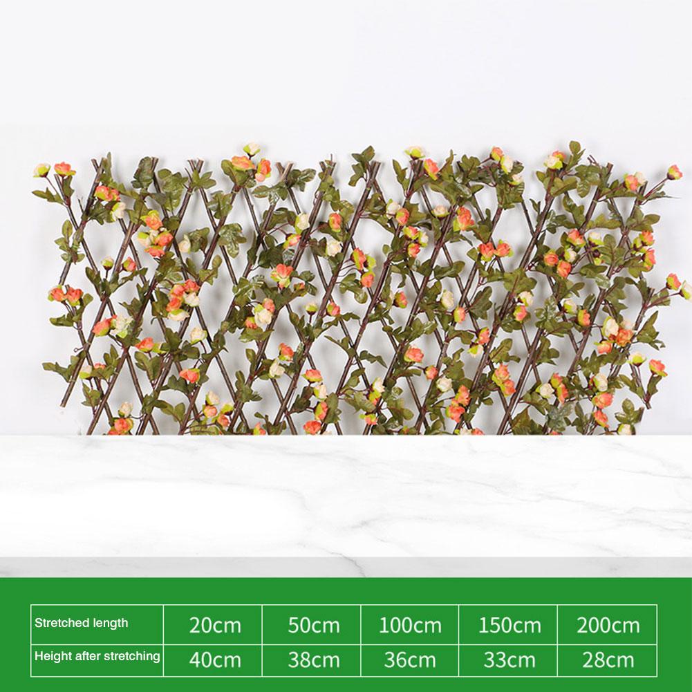 Ekspanderende trellis hegn træ hæk med kunstige blomster blade uv beskyttet privatliv skærm til haven hegn baghave 40cm