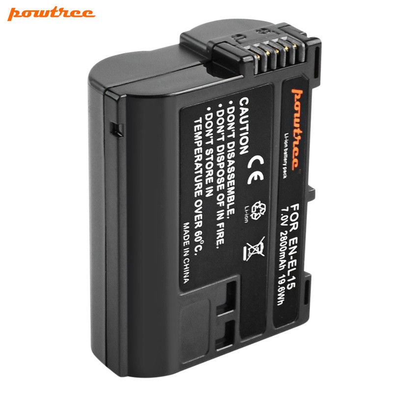 Powtree, batería de cámara EN-EL15 ENEL15 EN EL15 de 2800mAh para Nikon DSLR D600 D610 D800 D800E D810 D7000 D7100 D7200 EN L15: 1 Pack Battery