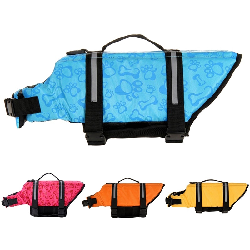 Pet Dog Life Jacket Bones Patterns Safety Clothes Life Vest Harness Saver Pet Dog Swimming Preserver Clothes Summer Swimwer