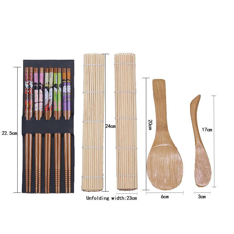 5Pcs Diy Qiuck Sushi Maker Kit Food Grade Plastic Bamboe Roll Sushi Maken Tool Keuken Sushi Mold Koken Gereedschap set