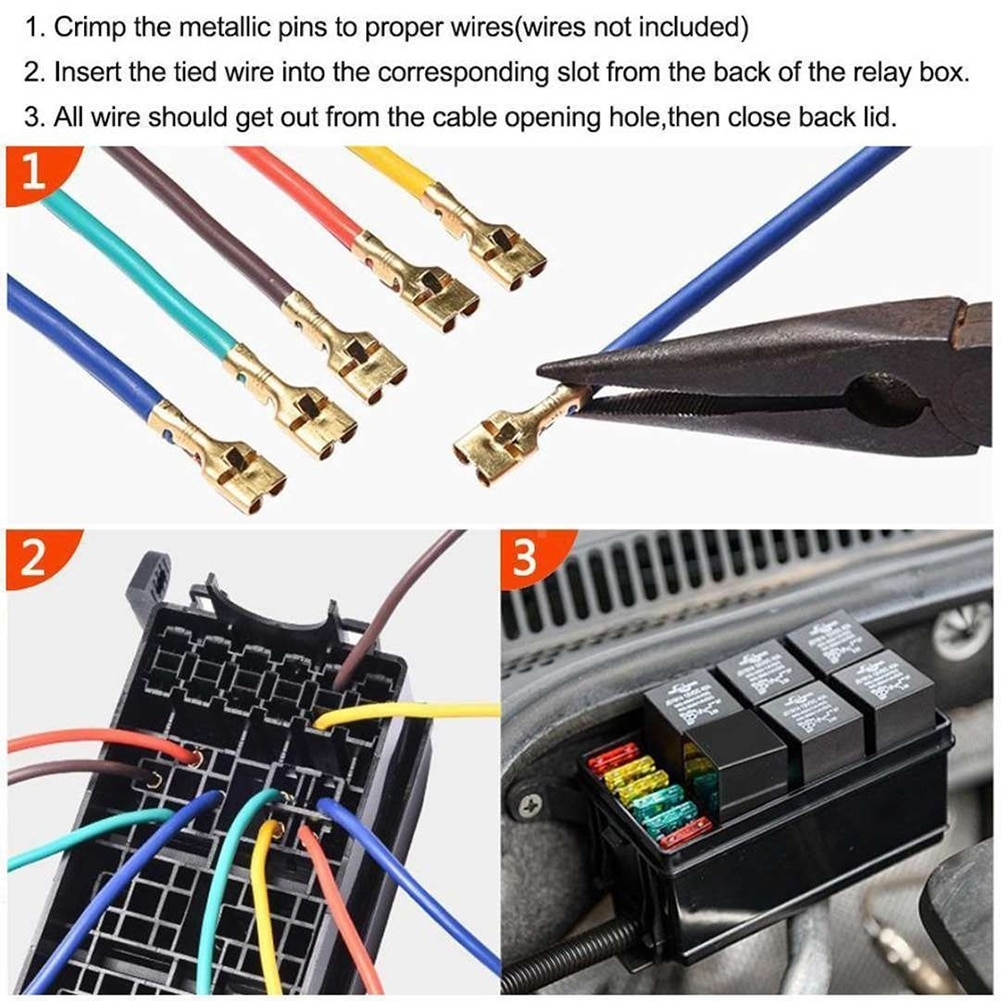 Auto Automotive Fuse Relay Box Holder Block Circuit Protector Terminals Car Fuse Relay Holder 6 Slot Relay Box 6 Relay