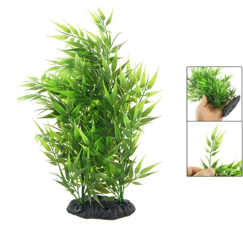 Groen bamboebladeren in de vorm van decoratief kunstgras voor aquariumvissen