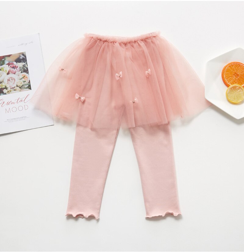 Spring Cotton Baby Girls Leggings Lace Princess Veil Skirt-pants Autumn Children Slim Skirt Trousers for 3-6 Years Kids Clothes: pink / 110 fit 100cm-105cm