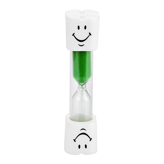 3 minutos relojes de arena casa DecorToothbrush temporizador para cepillarse los dientes de los niños cara sonriente de arena temporizador: Green