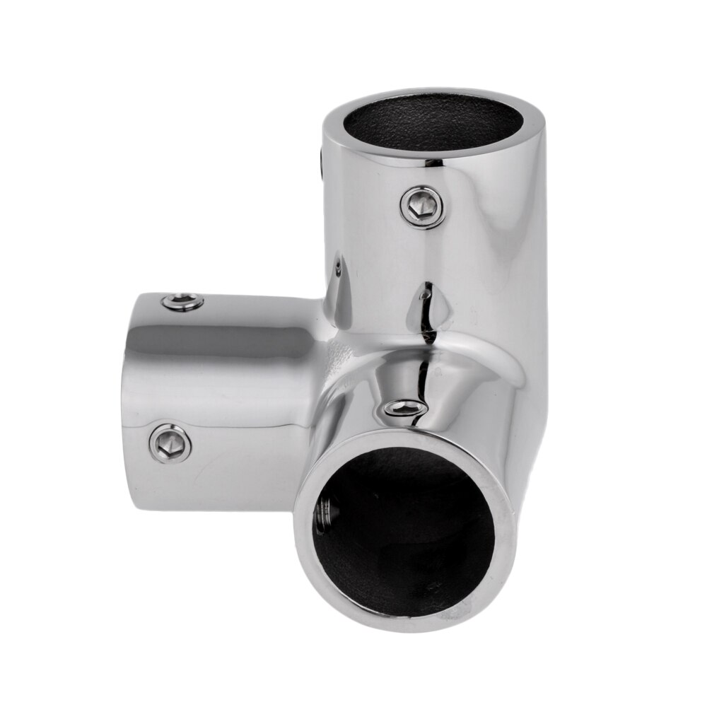 Boat Deck Hand Rail Fitting 7/8 inch Stainless - Pipe 3 Way Elbow Connector 90 Degree