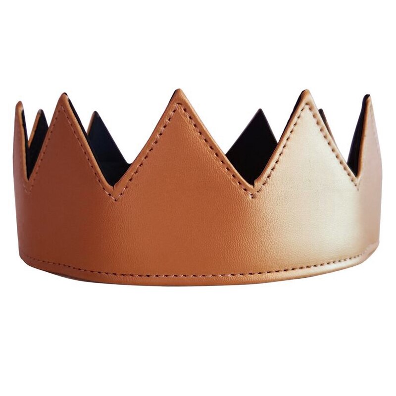 Diadema de corona gótica Punk, tocado ajustable de cuero PU, adorno para el pelo, accesorio de disfraz de rey Medieval y reina para de cumpleaños: Brown