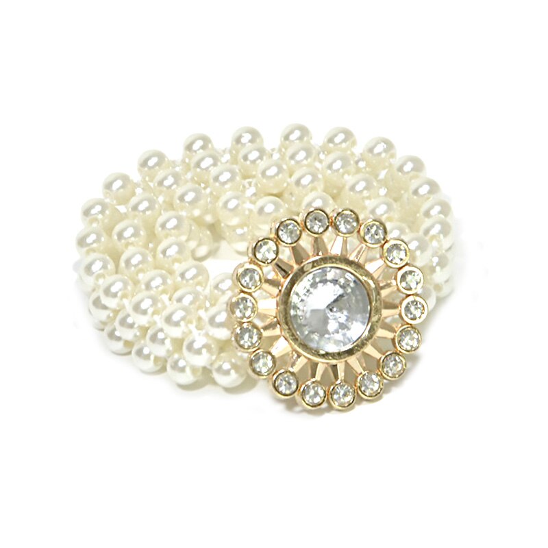 Ceinture élégante en forme de cœur et de fleur pour femme, tenue d'été avec perles, élastique, avec chaîne en cristal