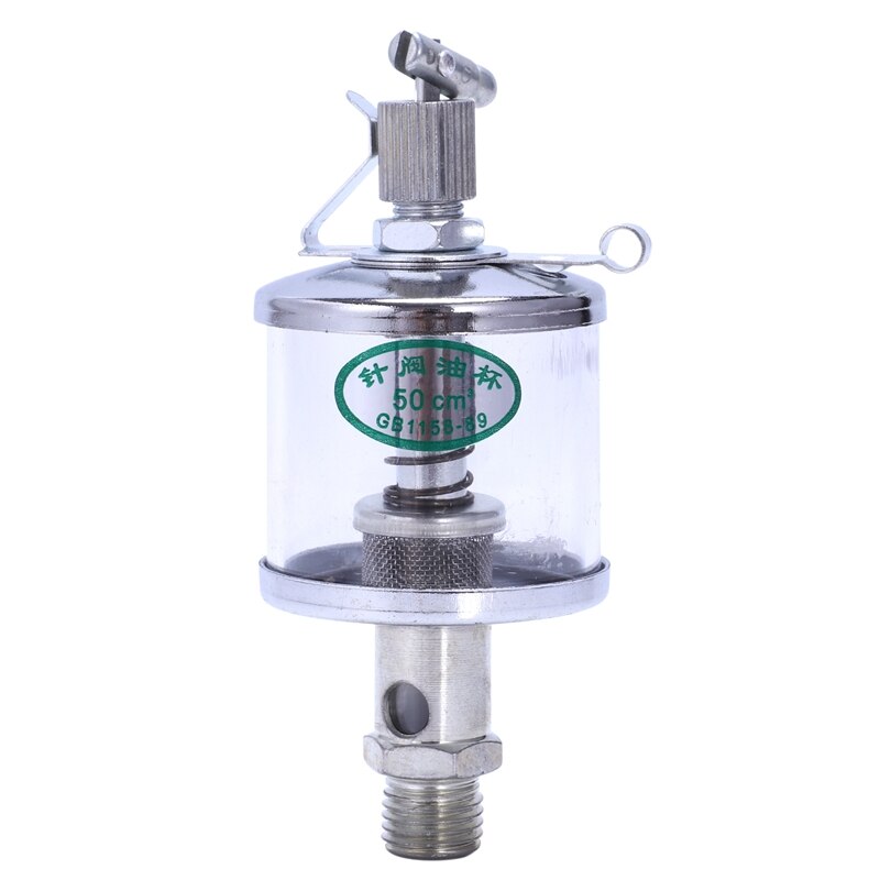 50mL Engine Machine Lubricator Oil Gravity Drip Feed Oiler Clear+Silver