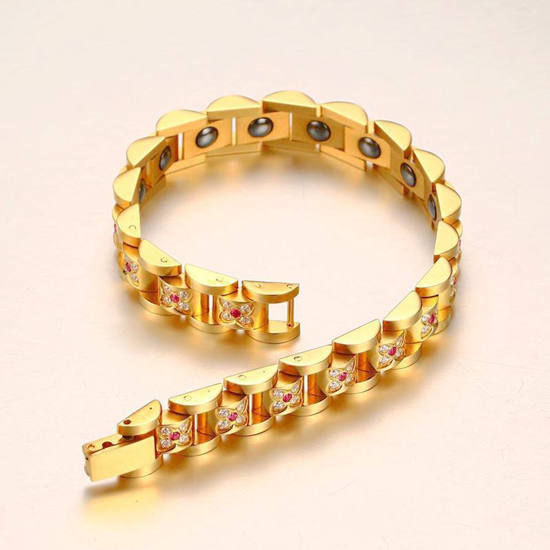 SIZZZ fabricantes lote reta de aço inoxidável casal Magnética ímã magnético ouro bracelet & bangle