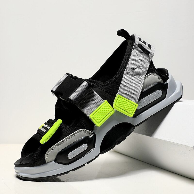 HUDENG Römischen Herren Gladiator Sandalen lässig Bequem und Weich Plattform Strand Sandalen Männliche Schuhe Sommer: 777grau / 9