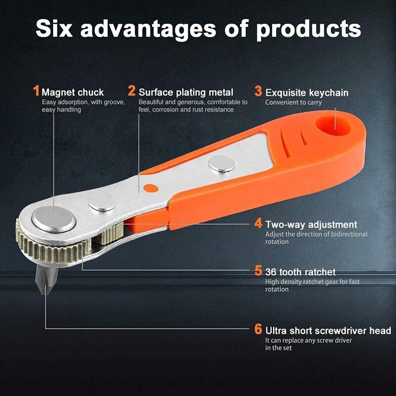 Magnetic Screwdriver Set, 11 Pieces, 110 mm, Mini Ratchets and with 1/4 Inch, 10 Models, Screwdriver Bits
