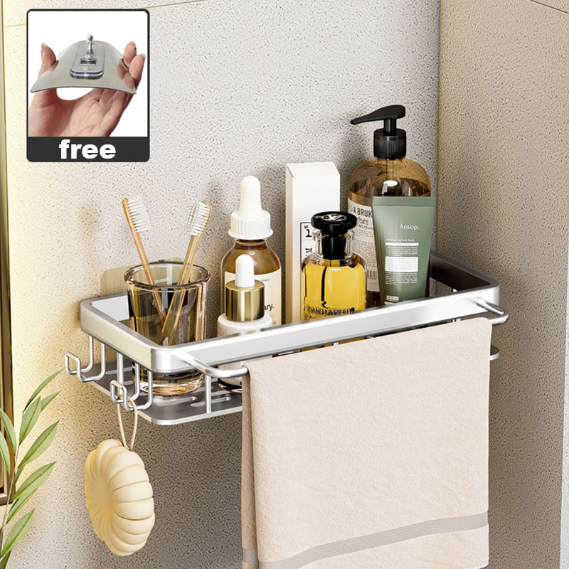 estantería wc sobre inodoro estanteria esquinera pared WHYY-estante de pared para baño, estante de ducha, organizador de esquina para baño, soporte de almacenamiento para champú, accesorios de aseo para el hogar: silver with rod