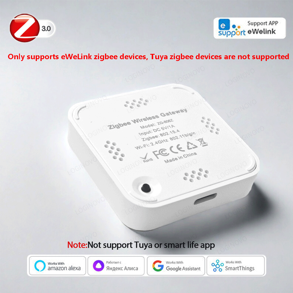 Ewelink ZigBee 3.0 Smart Hub, draadloze gatewaybrug voor app-spraakafstandsbediening, werkt met Alexa Google Home Assistant