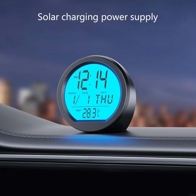 C63D Automotive Dashboard Mount Adhesive Round Clock Digital Clock