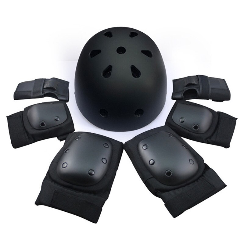 Kids Adult 7pcs/set Skating Protective Gear Elbow Knee Pads Helmet Skateboard Ice Skating Roller Knee Protector Sports Safe: M(40KG-60KG)