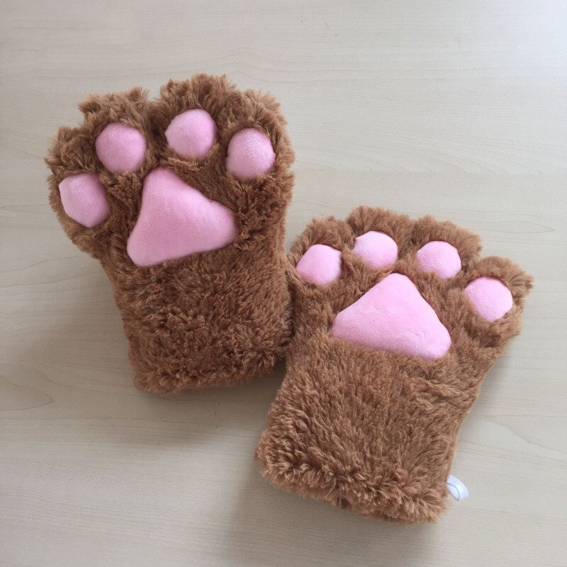 1 paar Katze Kätzchen Krallen Pfote Plüsch Handschuhe Lolita Zubehör Süße Cosplay 1 einstellen Rosa Schwarz Braun Grau Kätzchen Klaue süße Cosplay: Braun