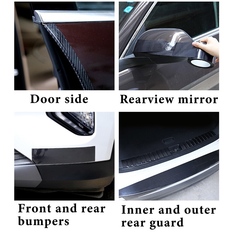 5M Auto Deur Anti-Collision Protector Sticker Carbon Fiber Film Strips Anti-Kras Edge Guard Protector Tapes seal Rear Guard