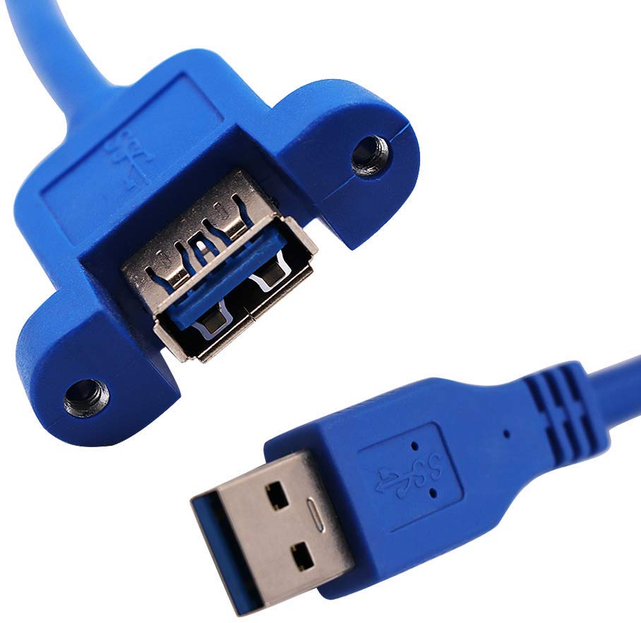 3M/5M USB 3.0 SuperSpeed Male to Female Extension Panel Mount Cable with Screws