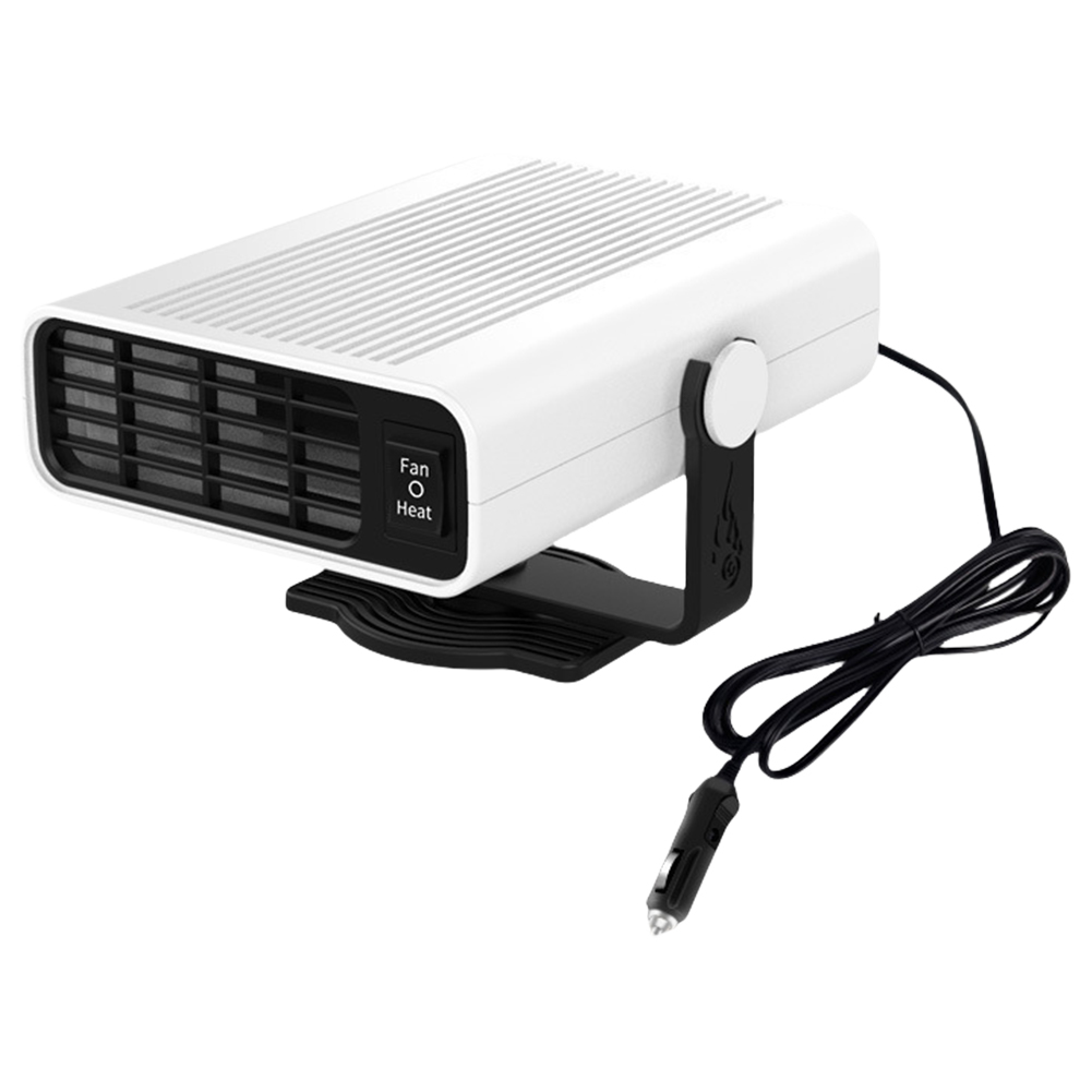 12v 120w elektrisk bilvarmer luftkjøler 360 ° roterbar bærbar frontrute duggdefroster varmevifte til alle biler: Hvit