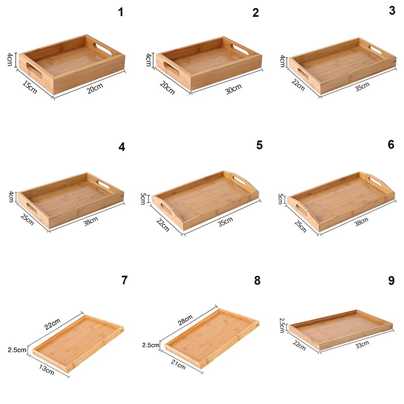 Bamboo Wooden Rectangular Tea Tray Solid Wood Tray Home Dry Tea Tray Kung Fu Tea Cup Tray Wooden Hotel Dinner Plate