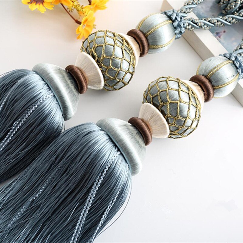 Embrasses de rideaux à Pompons, 2 pièces, cordes à franges, boules de ceinture suspendues, boucle de rideau, fermoir, accessoires