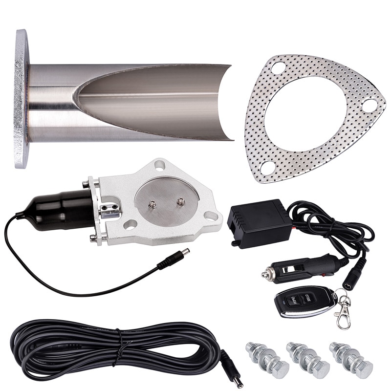 ESPEEDER-tubo de escape inoxidable de 2,5 pulgadas, recortado, con interruptor Manual