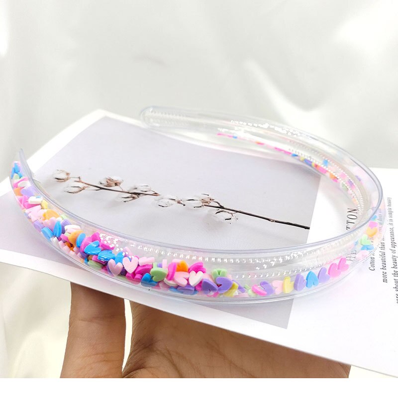 Serre-tête Transparent en forme de cœur de Fruit pour enfants, en résine, à paillettes, pour filles, accessoires pour cheveux: 2