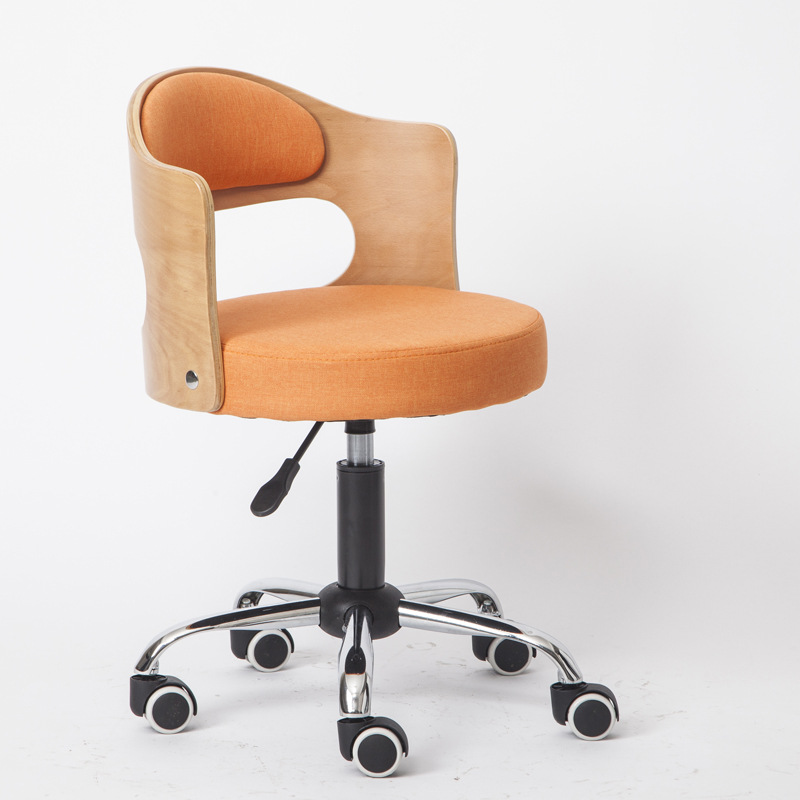 Stijl Massief Hout Lifting Barkruk Moderne Eenvoudige Rugleuning Thuis Beauty Salon Ronde Kruk Receptie Hoge Kruk Swivel stoel: Bmdm linen
