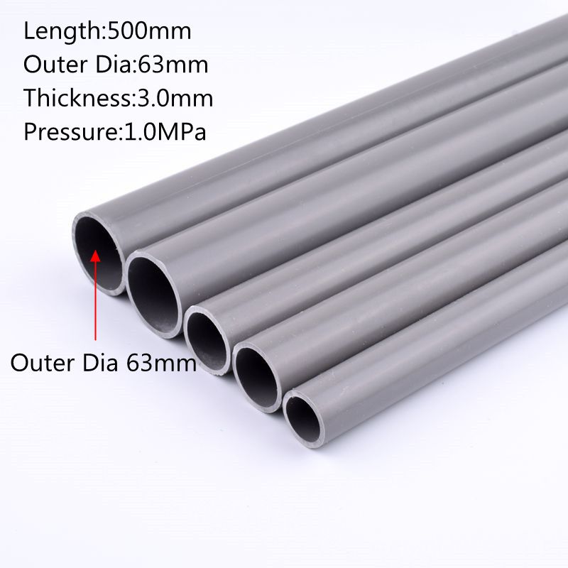 2pcs Length 50cm Outer Diameter 20~63mm PVC Grey Pipe Aquarium Fish Tank Tube Garden Irrigation Watering Fittings 50cm Long: Inner Dia63mm