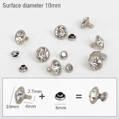 1000Sets 5-11mm Crystal Rhinestone Trim Rivets Diamante Studs DIY Clothing Bag Leather Decorative Rebite Spikes Glass Drill Nail: silver 10mm