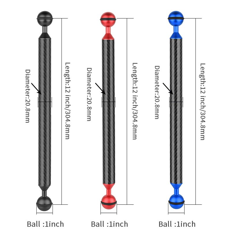Carbon Fiber Dual Ball Head Diving Photography Float Buoyancy Arm Camera Underwater Tray Kit Ultralight 5/6/7/8/9/10/11/12 Inch
