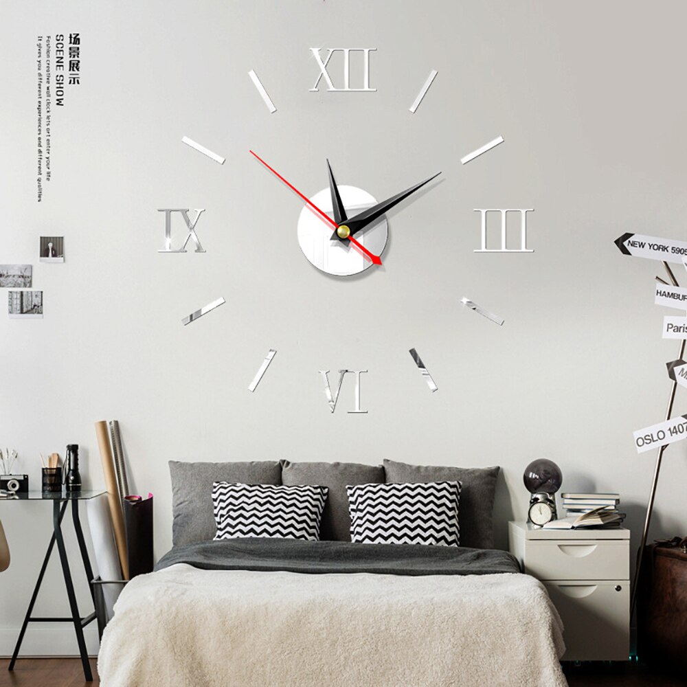 DIY Wanduhr Moderne Uhr Uhren 3D Acryl Spiegel Aufkleber Wohnzimmer Heimat Sekretariat Dekor Quarz Nadel Europa Horloge: C