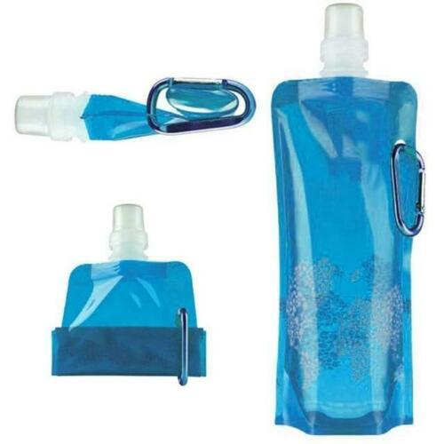 Pieghevole Sacchetti della Bottiglia di Acqua 480ML di Protezione Ambientale Pieghevole Bottiglie di Acqua Portatile di sport tutto'aria Aperta per L'escursione del Campeggio: Blu